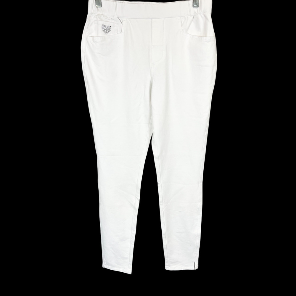 Quacker Factory Dream Jeannes Tall Pull-On Leggings with Pockets White XST Size